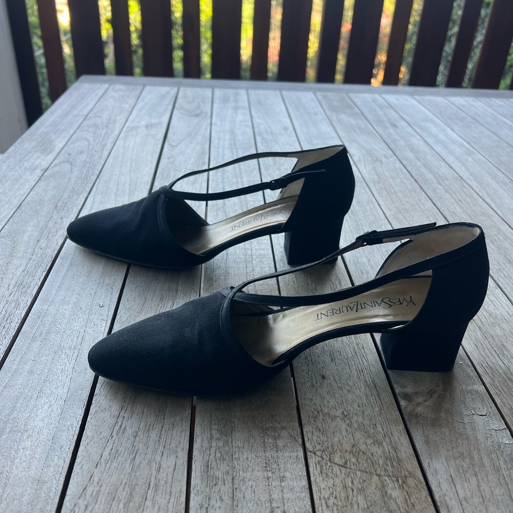 Vintage Yves Saint Laurent Black Strappy Heels - Picture 5 of 7
